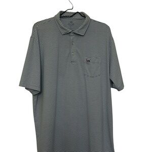 Peter Millar Summer Comfort Polo Shirt Men’s XL Blue White Stripe American Flag